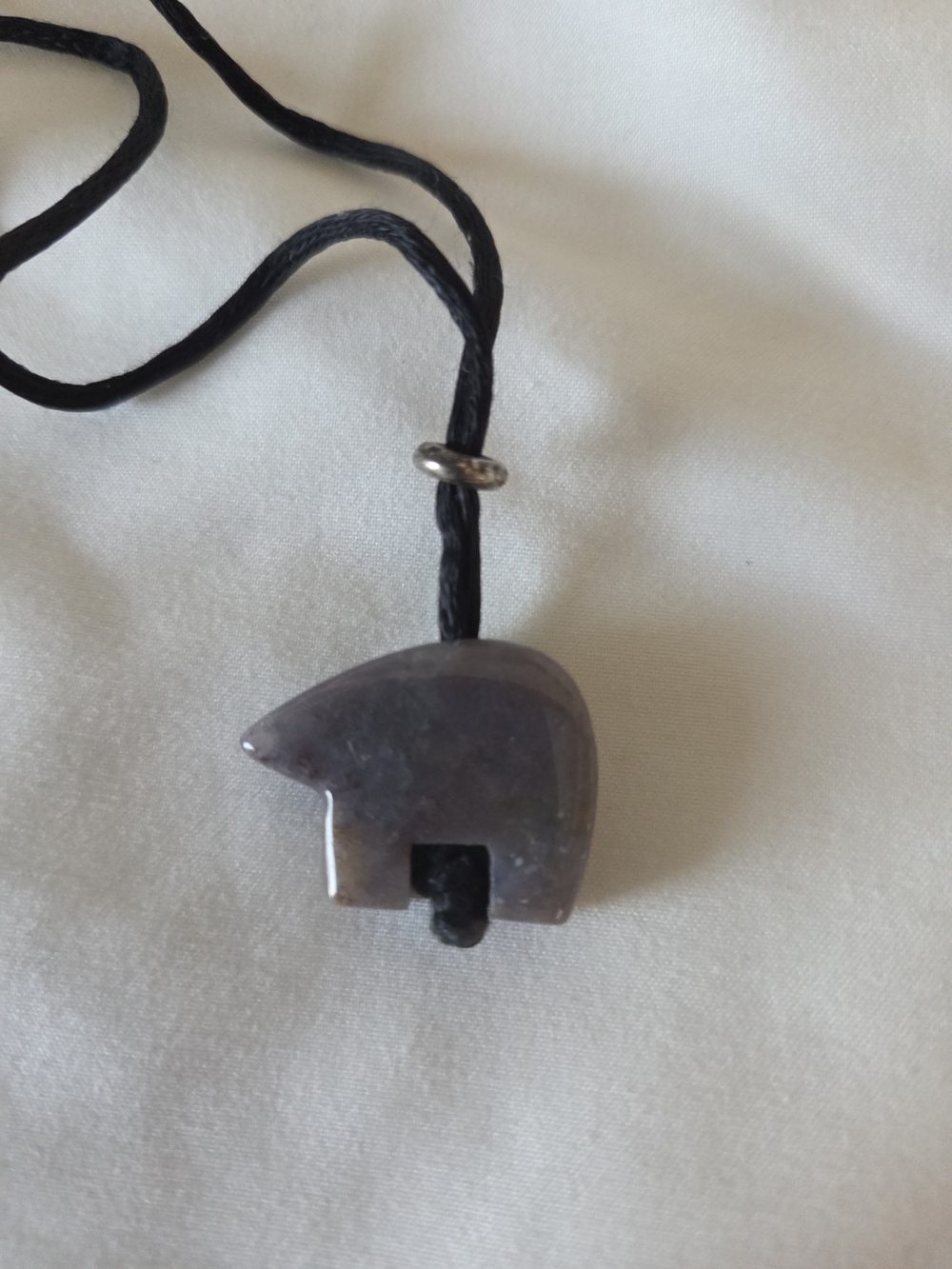 Handmade Purple Stone Bear Pendant Necklace for Men